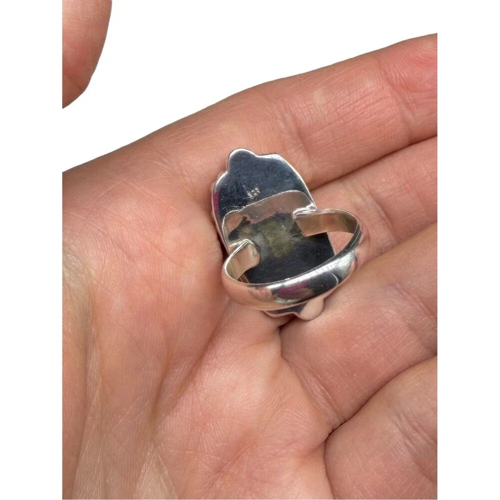 Aurora Fire Opal Ring Size 8 Solid 925 Sterling Silver Aura Lime Green